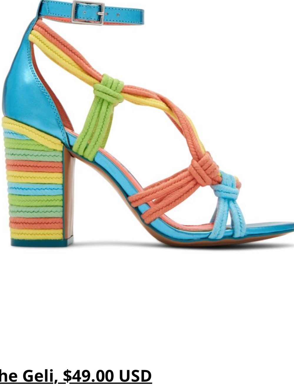 EUC Katy Perry Collections Multicolor Rope Strappy Block Heel Sandal, Size 6